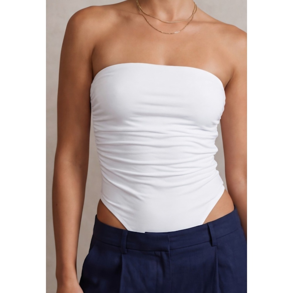 Antistar  white strapless bandeau bodysuit featuring‎ ruched Size L